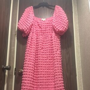 Vibrant Pink Textured Dress